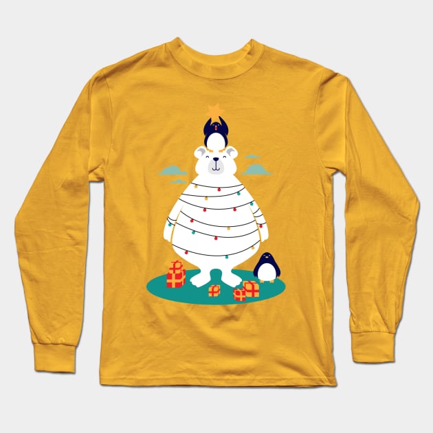 Christmas in Arctic Long Sleeve T-Shirt by StevenToang